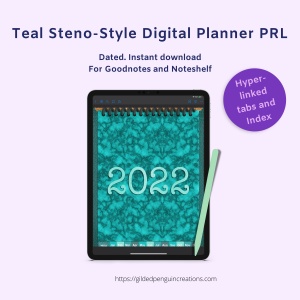2022 Teal Steno-Style Digital Planner
