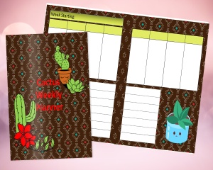 Kawaii Cactus Undated Weekly Planner Printable
