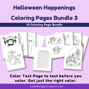 Halloween Happenings Coloring Pages Bundle 3 Printable
