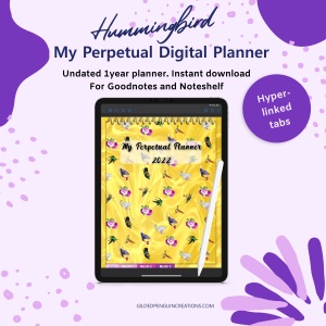 Hummingbird My Perpetual Undated Digital Planner - 12 Month