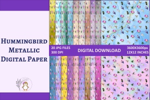 Hummingbird Metallic Pattern Paper