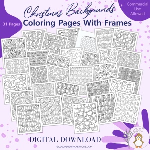 Christmas Background With Frame Coloring Pages PLR Bundle