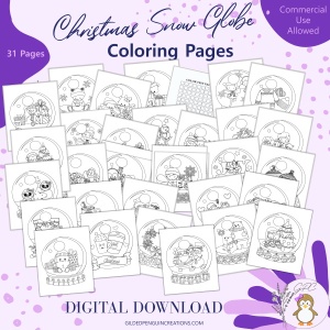 Christmas Snow Globe Coloring Pages PLR Bundle