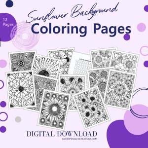 Sunflower Background PLR Coloring Pages With White Border