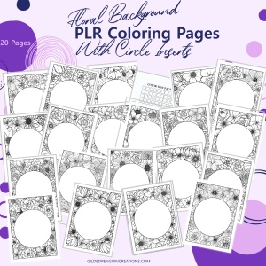 Floral Background PLR Coloring Pages With Circle Insert