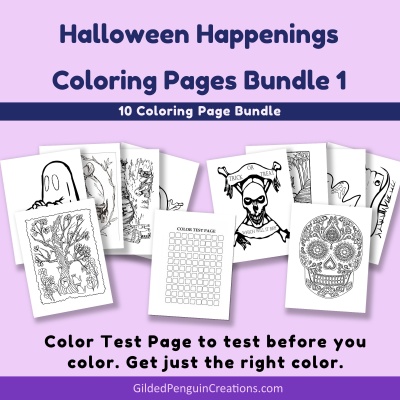 Halloween Happenings Coloring Pages Bundle 1 Printable