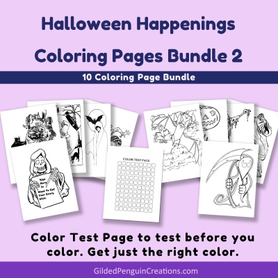 Halloween Happenings Coloring Pages Bundle 2 Printable