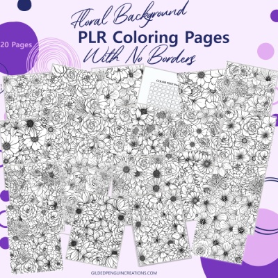 Floral Background PLR Coloring Pages With No Borders