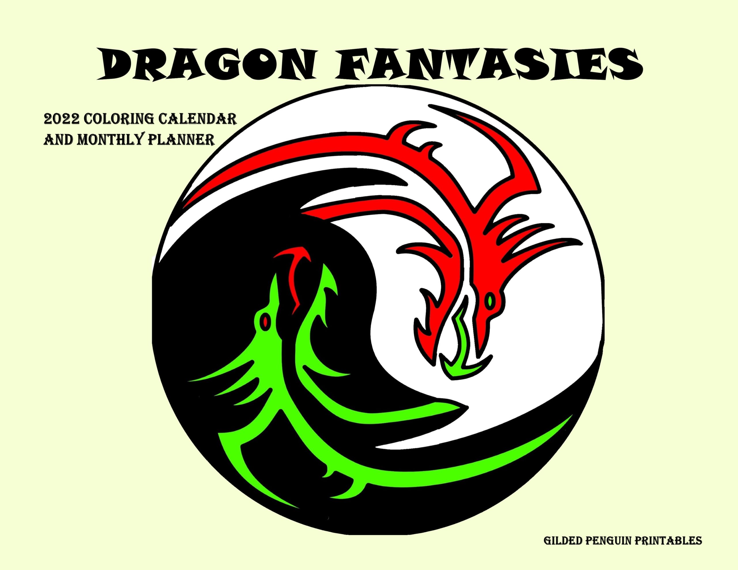 2022 Dragon Fantasies Landscape Calendar Printable